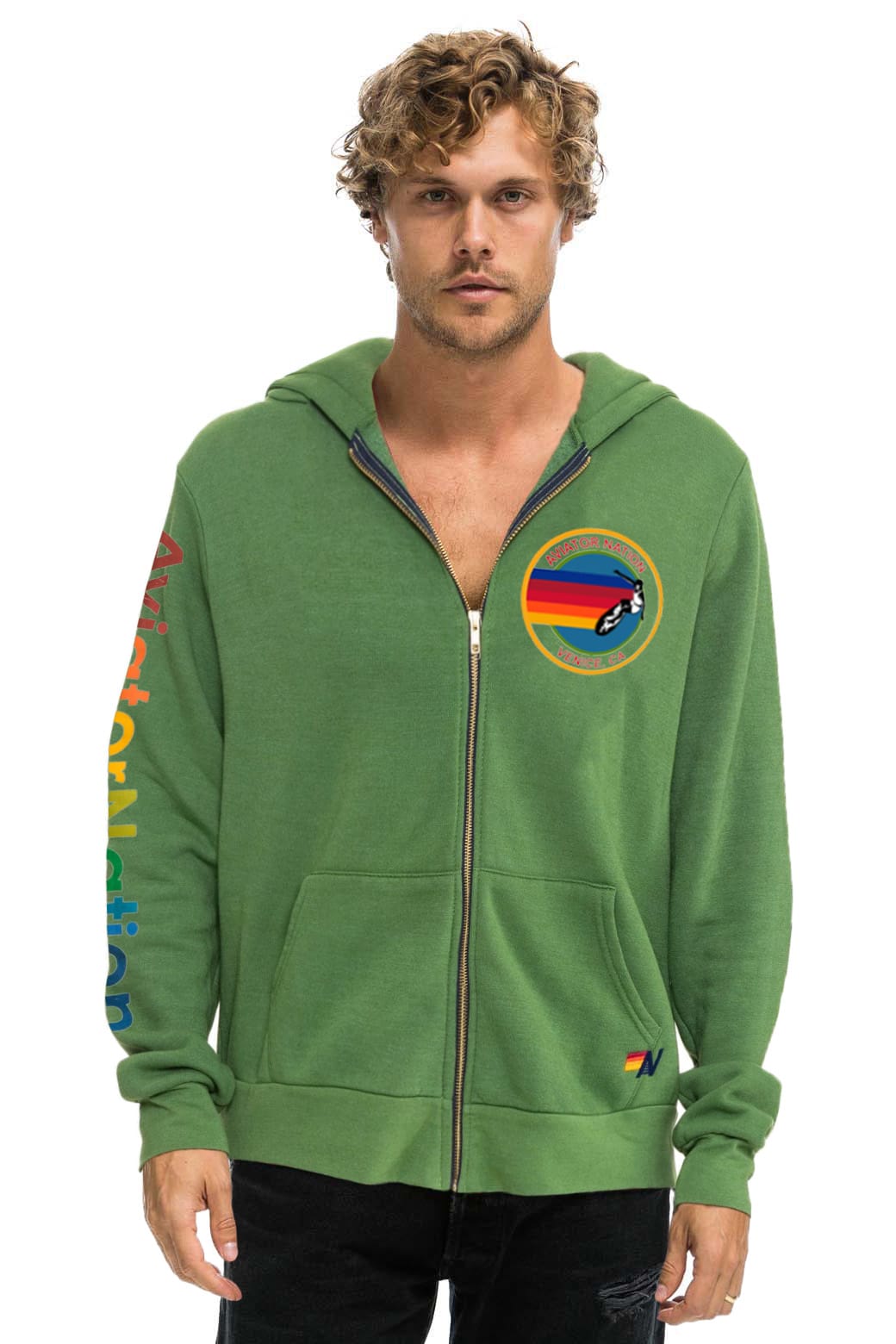 Retro AVIATOR NATION VENICE ZIP HOODIE - PALM