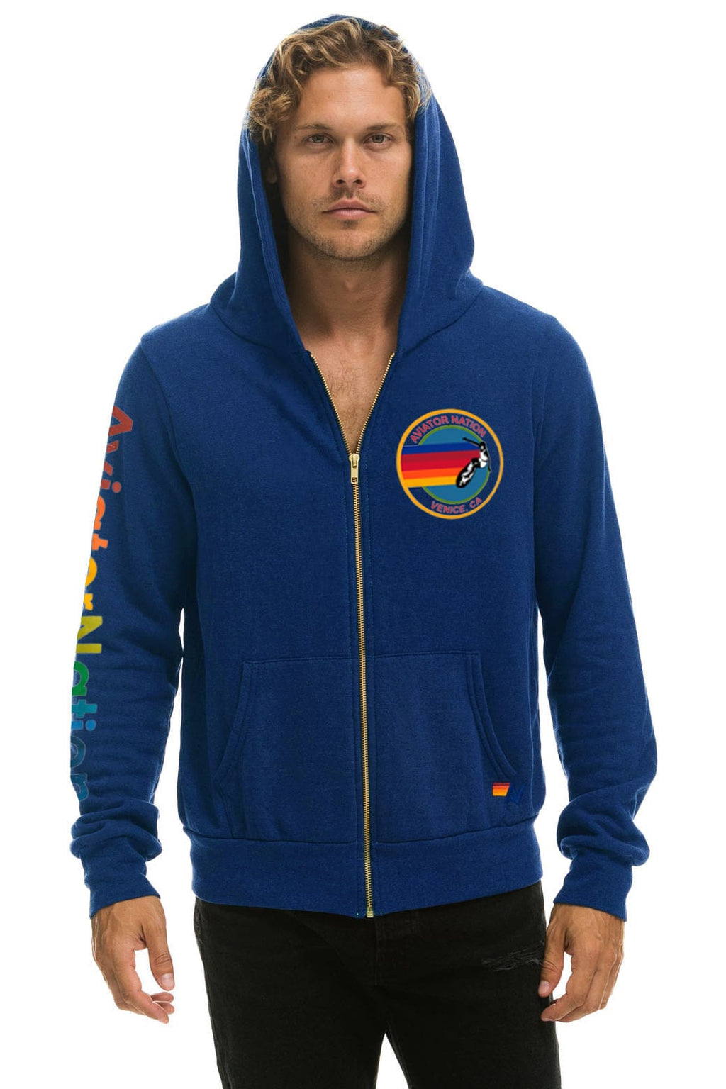 Retro AVIATOR NATION VENICE ZIP HOODIE - ROYAL