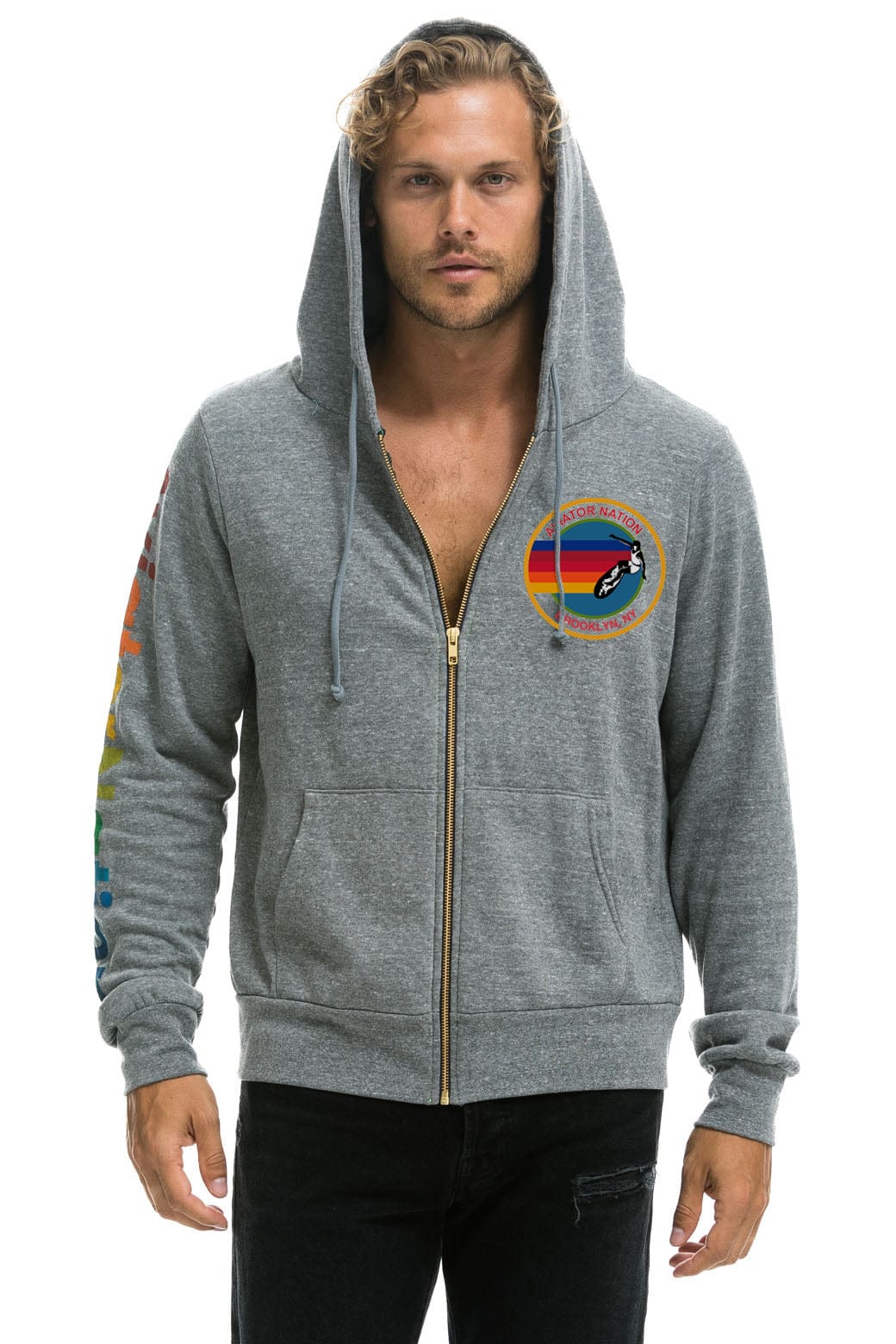Retro AVIATOR NATION BROOKLYN HOODIE - HEATHER GREY
