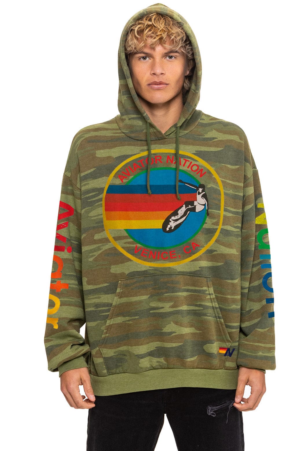 Retro AVIATOR NATION RELAXED VENICE PULLOVER HOODIE - CAMO