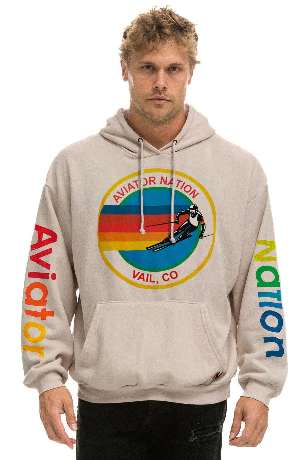 Retro AVIATOR NATION VAIL RELAXED PULLOVER HOODIE - SAND