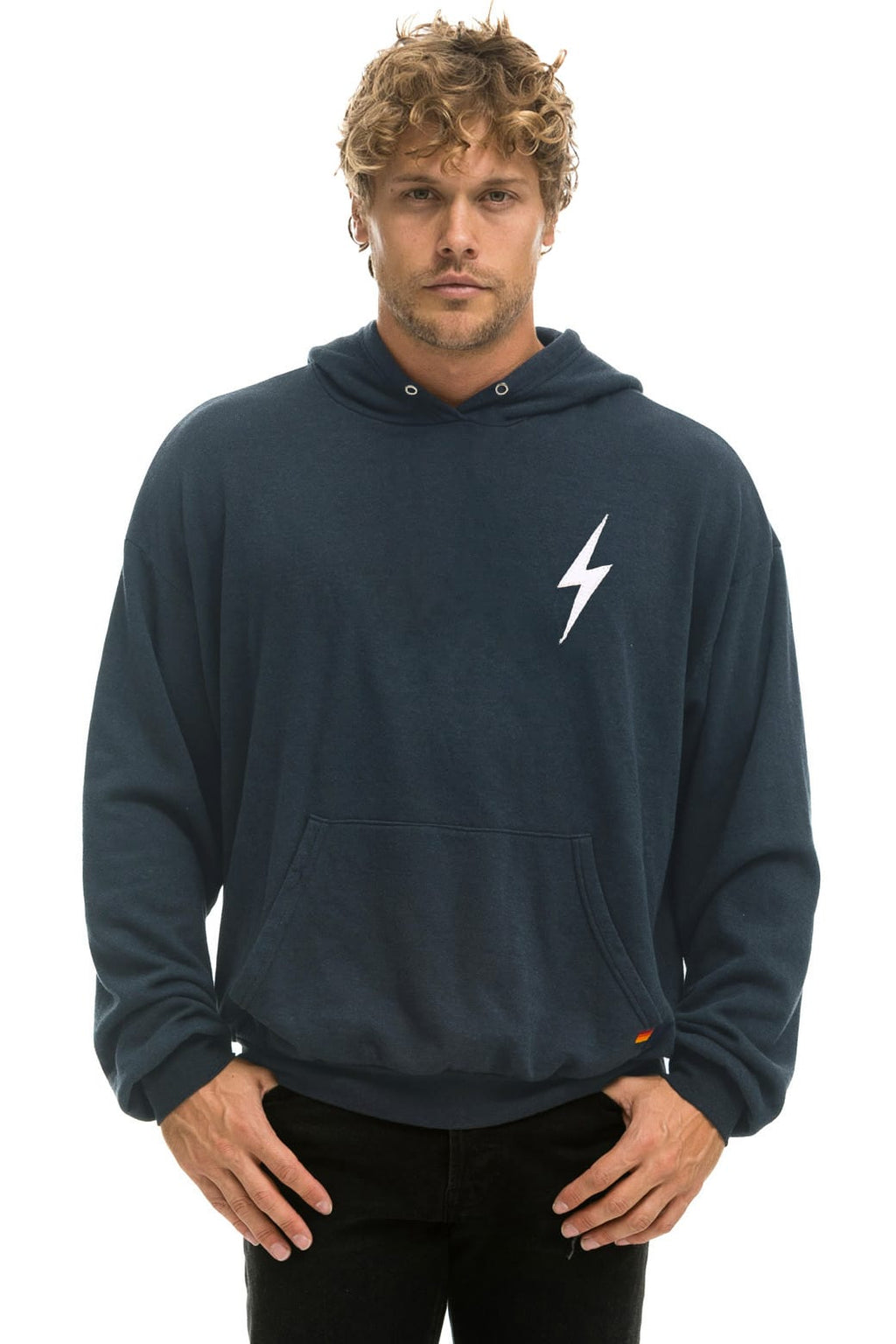 Retro BOLT STITCH RELAXED PULLOVER HOODIE - CHARCOAL