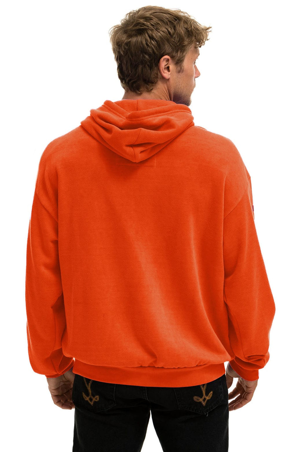 Retro BOLT STITCH RELAXED PULLOVER HOODIE - VINTAGE ORANGE WHITE