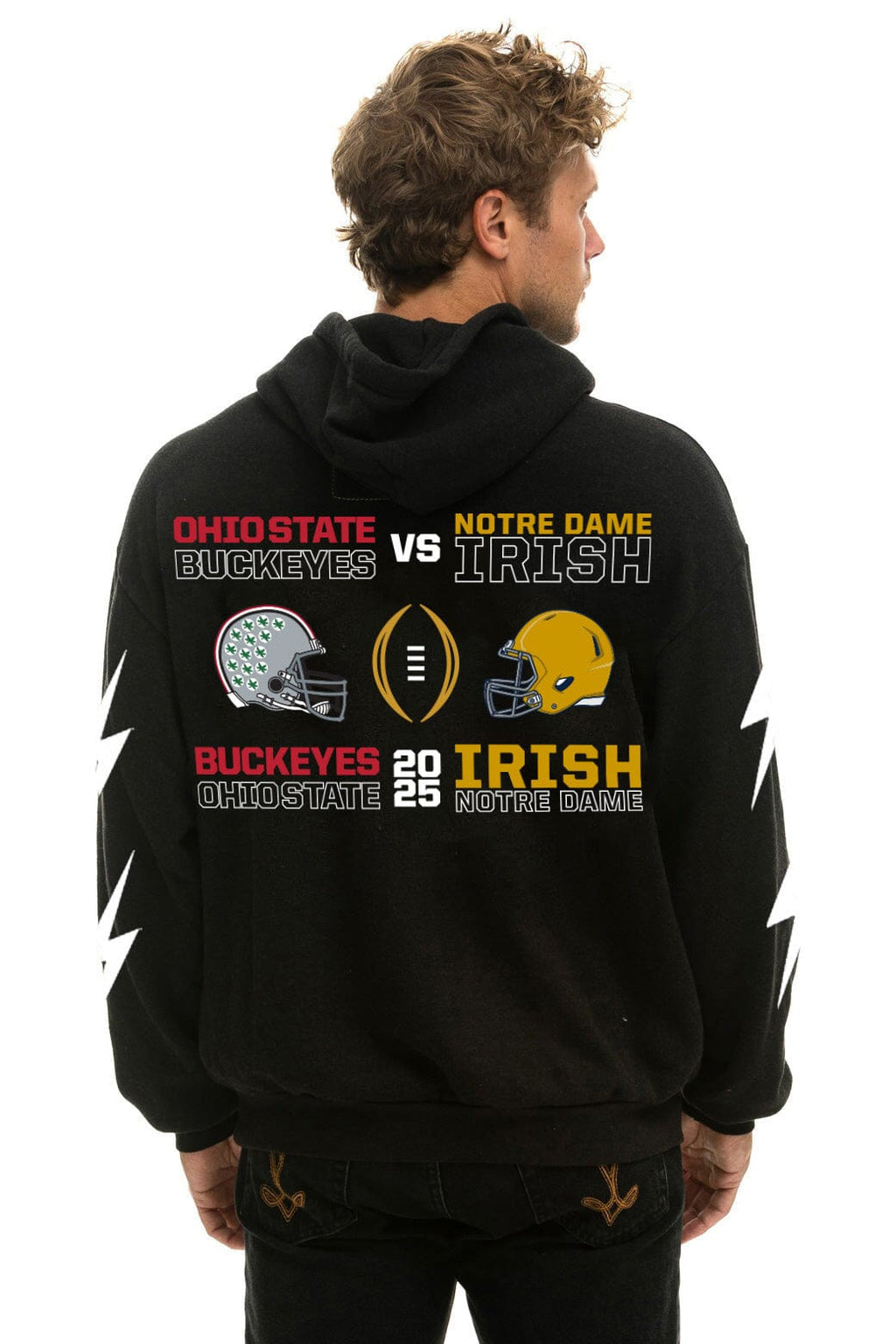 Retro CFP NATIONAL CHAMPIONSHIP TEAMS 2025 RELAXED PULLOVER HOODIE - BLACK