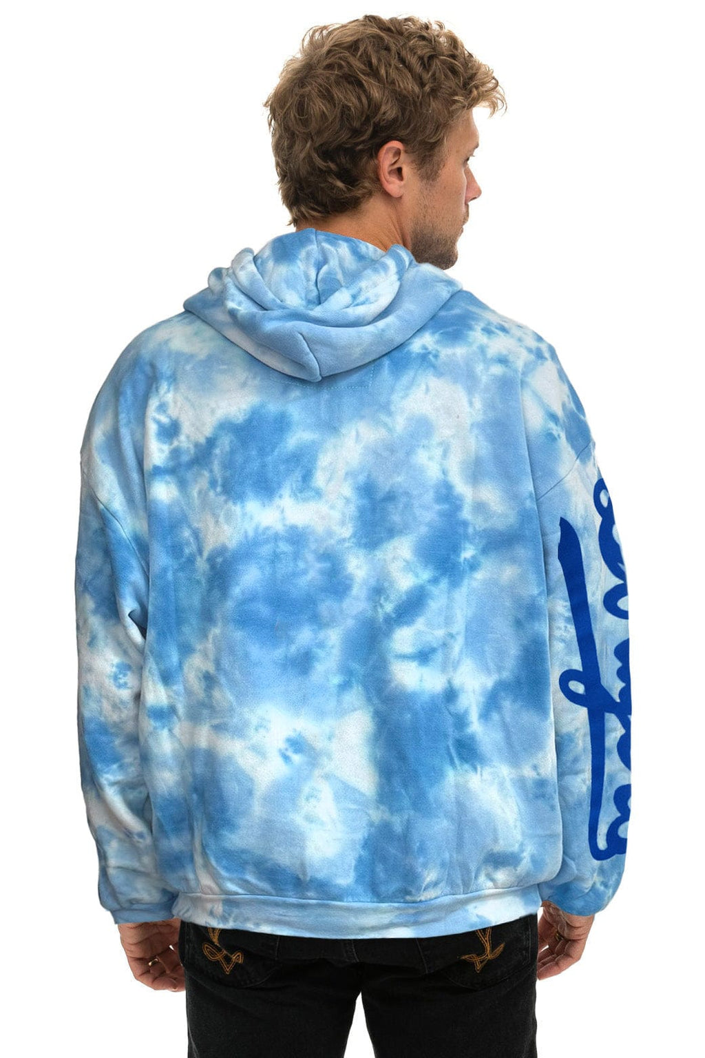 Retro LOS ANGELES DODGERS HAND DYED RELAXED PULLOVER HOODIE - TIE DYE BLUE