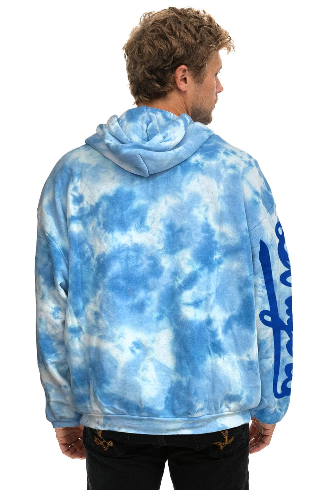Retro LOS ANGELES DODGERS HAND DYED RELAXED PULLOVER HOODIE - TIE DYE BLUE