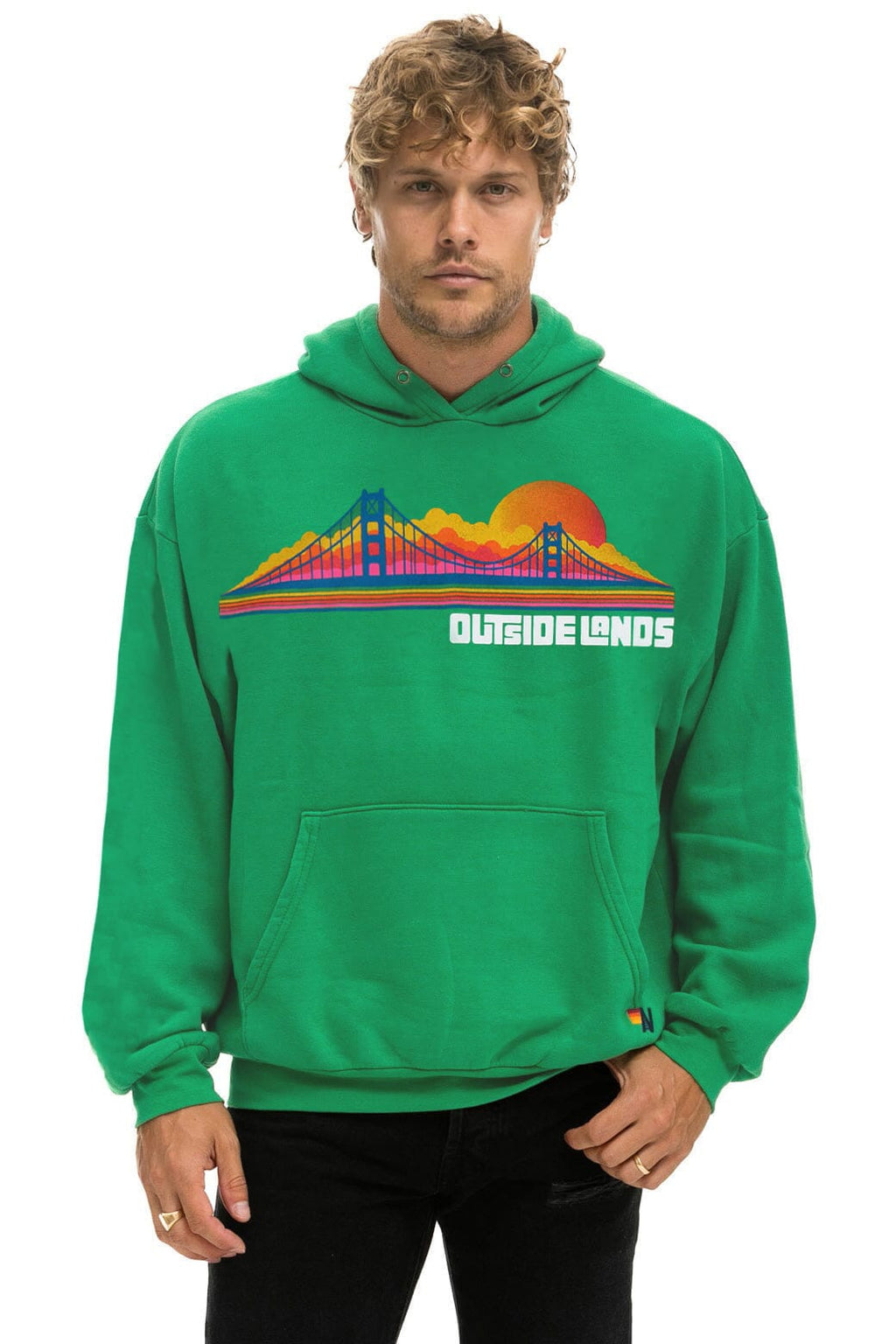 Retro OUTSIDE LANDS 2026 RELAXED PULLOVER HOODIE - KELLY GREEN