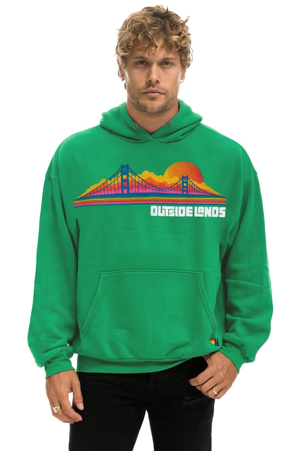 Retro OUTSIDE LANDS 2026 RELAXED PULLOVER HOODIE - KELLY GREEN