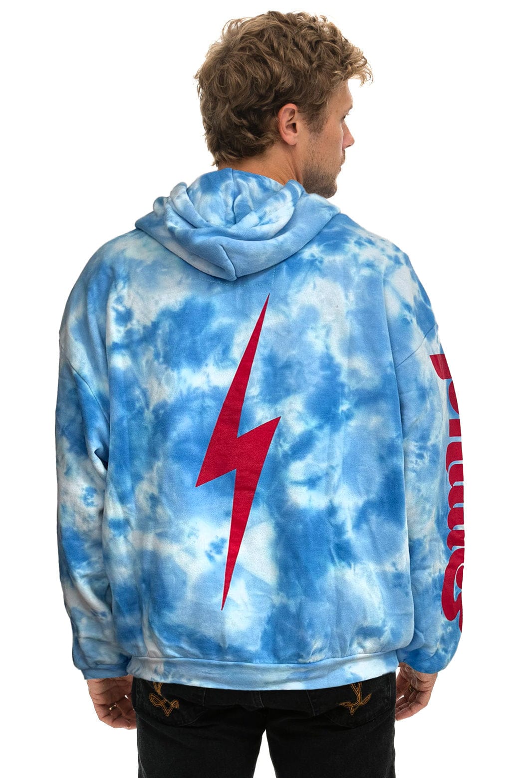 Retro PHILLIES HAND DYED RELAXED PULLOVER HOODIE - TIE DYE BLUE