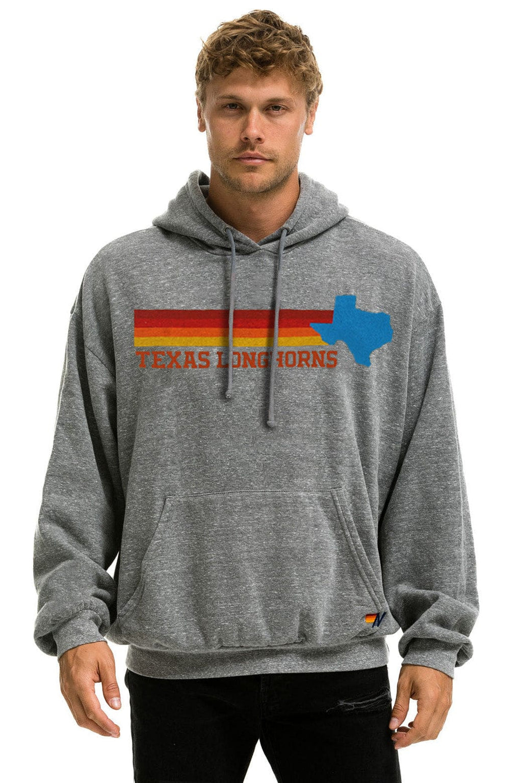 Retro UNIVERSITY OF TEXAS STATE LOGO PULLOVER HOODIE RELAXED - HEATHER