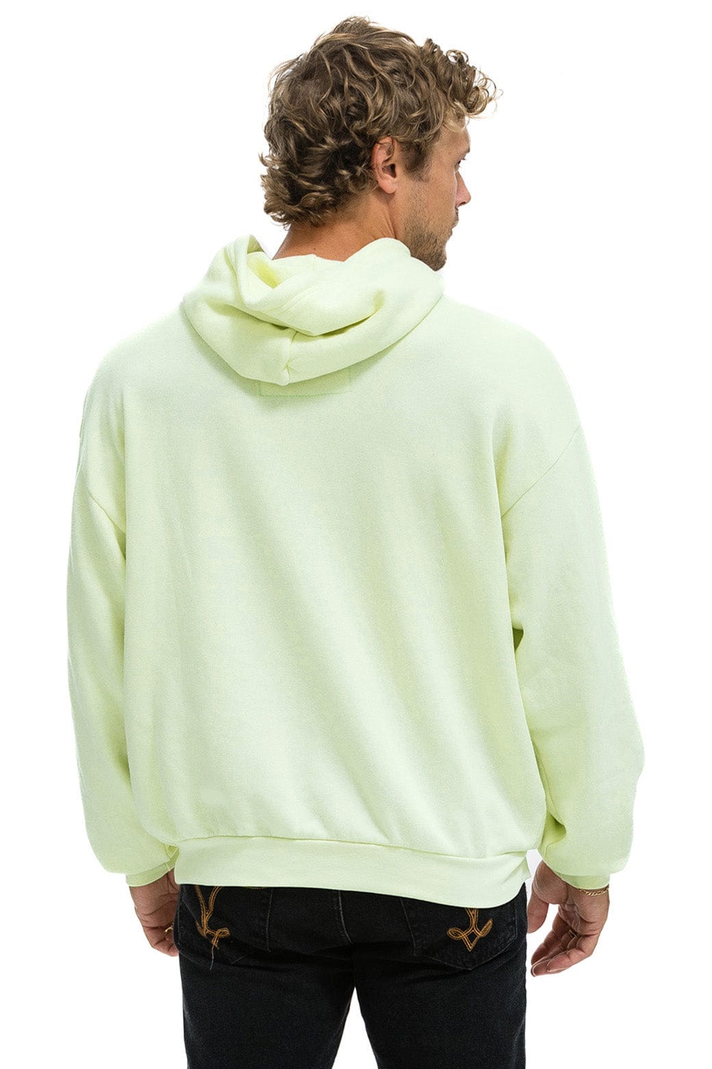 Retro WAVE STRIPE 4 PULLOVER HOODIE RELAXED - LIME CREAM SEAFOAM