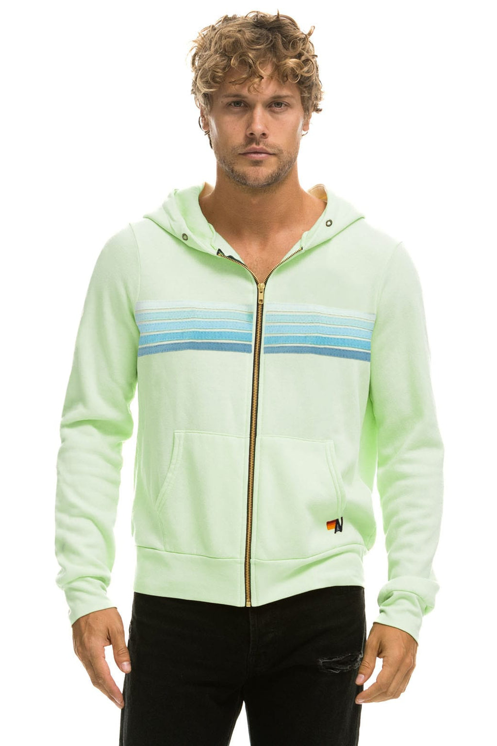 Retro 5 STRIPE HOODIE - LIME CREAM SEAFOAM