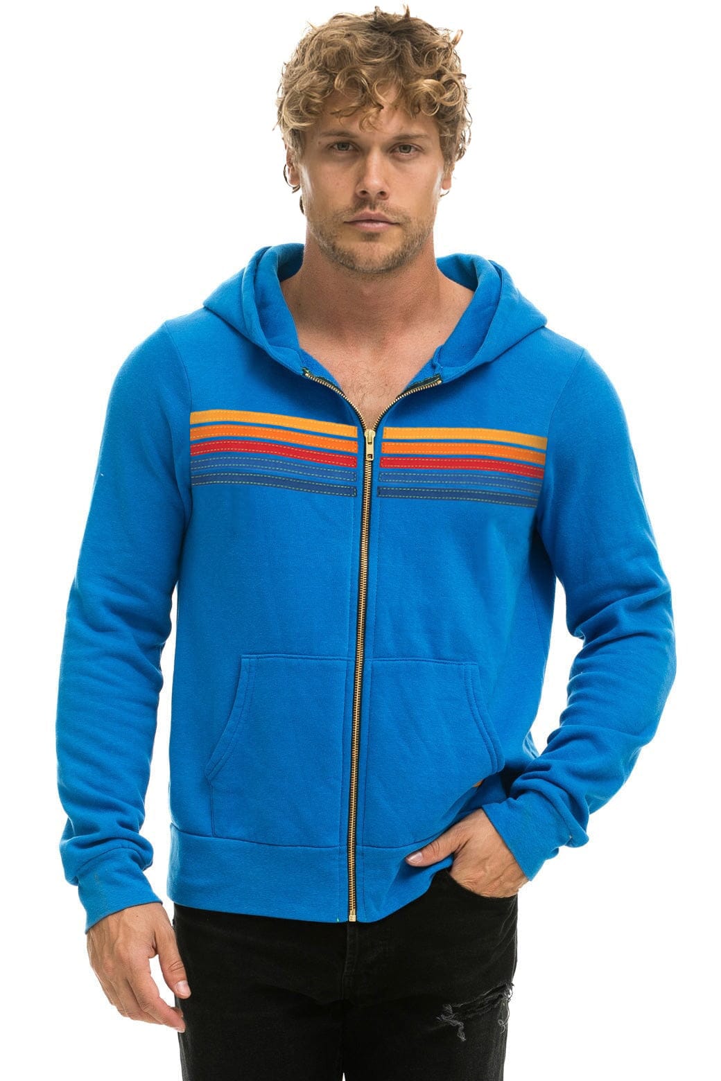 Retro 5 STRIPE HOODIE - OCEAN
