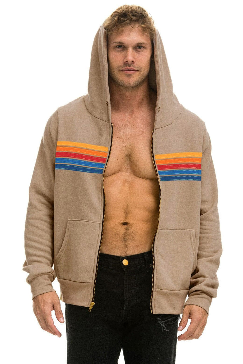 Retro 5 STRIPE HOODIE - TAN