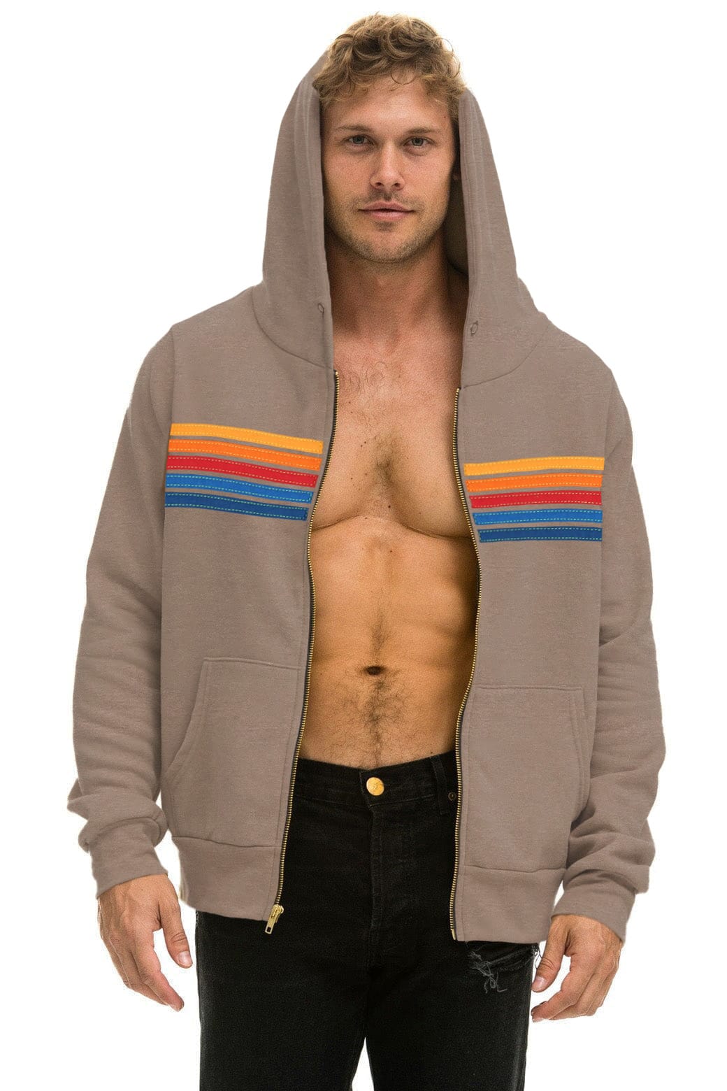 Retro 5 STRIPE HOODIE - TAUPE