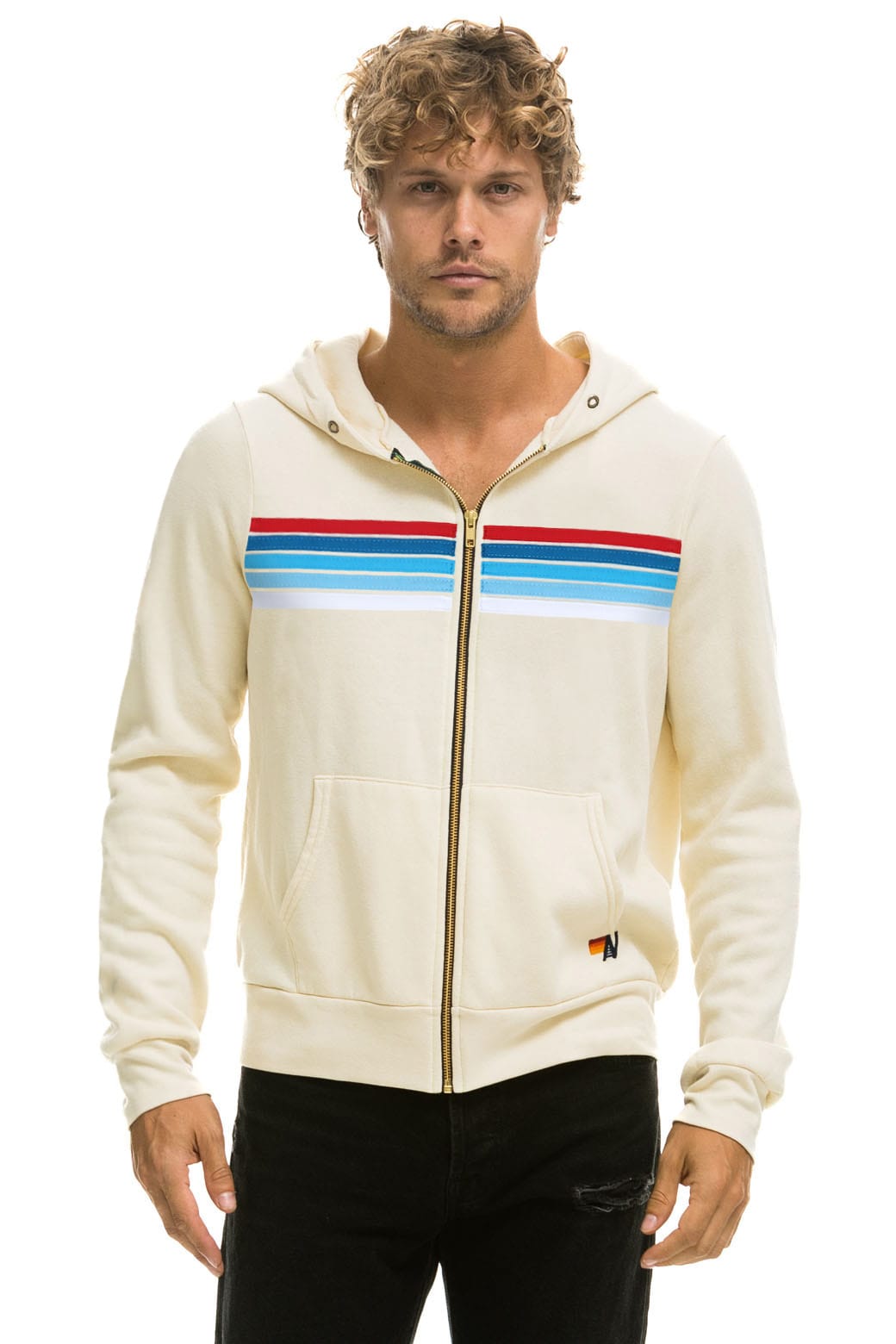 Retro 5 STRIPE AMERICA ZIP HOODIE - VINTAGE WHITE USA