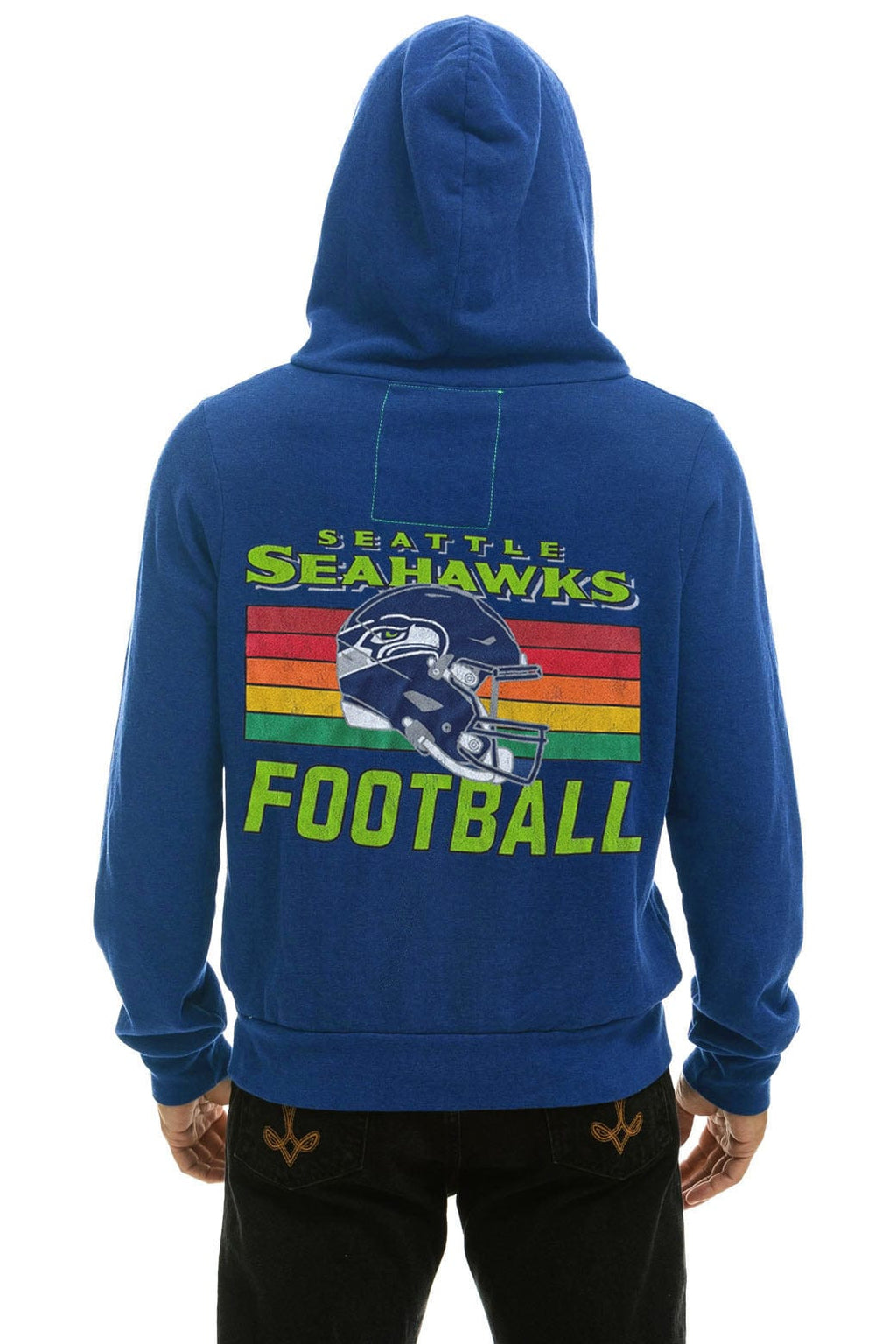 Retro SEATTLE SEAHAWKS HELMET ZIP HOODIE - ROYAL