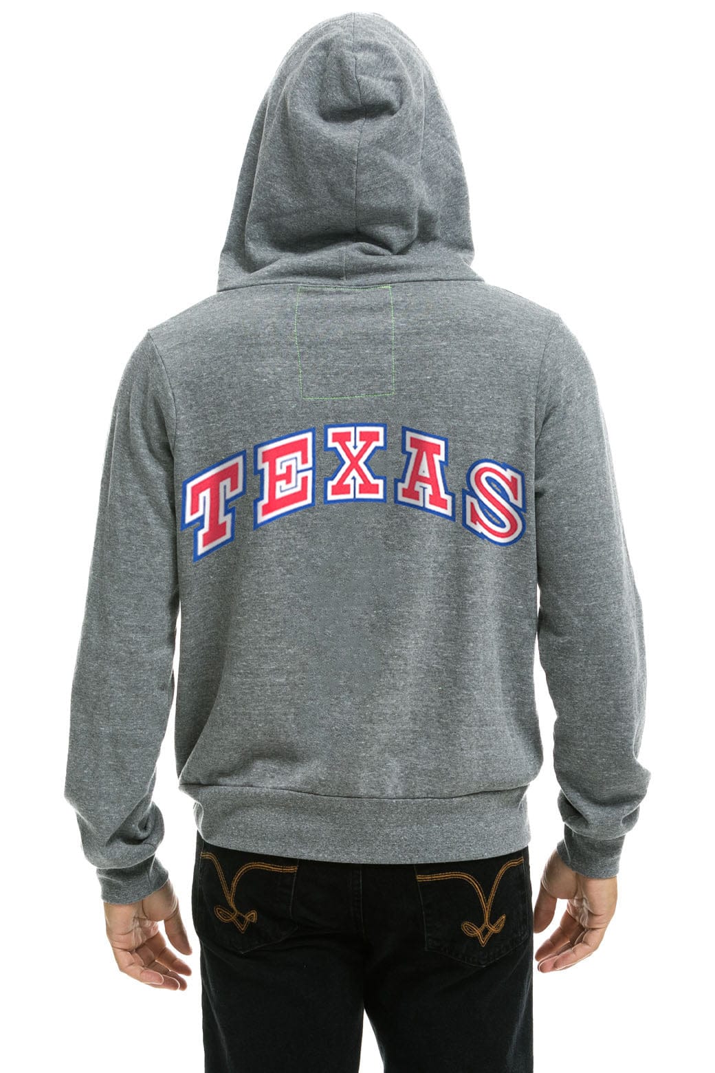 Retro TEXAS RANGERS 5 STRIPE ZIP HOODIE - HEATHER GREY USA