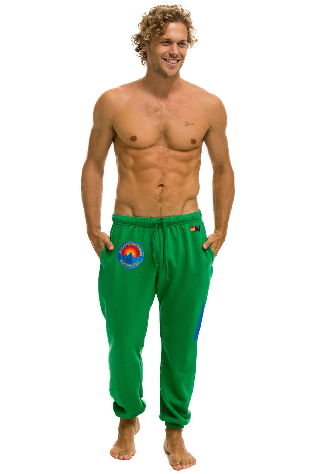 Retro JAZZ ASPEN SNOWMASS 2026 UNISEX POCKET SWEATPANTS - KELLY GREEN
