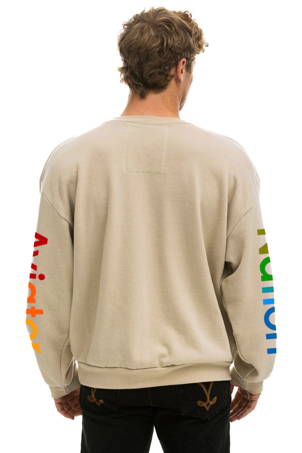 Retro AVIATOR NATION MALIBU RELAXED CREW SWEATSHIRT - SAND