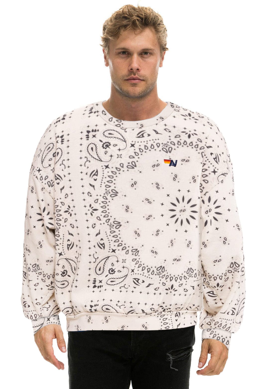 Retro BANDANA RELAXED CREW SWEATSHIRT - VINTAGE WHITE