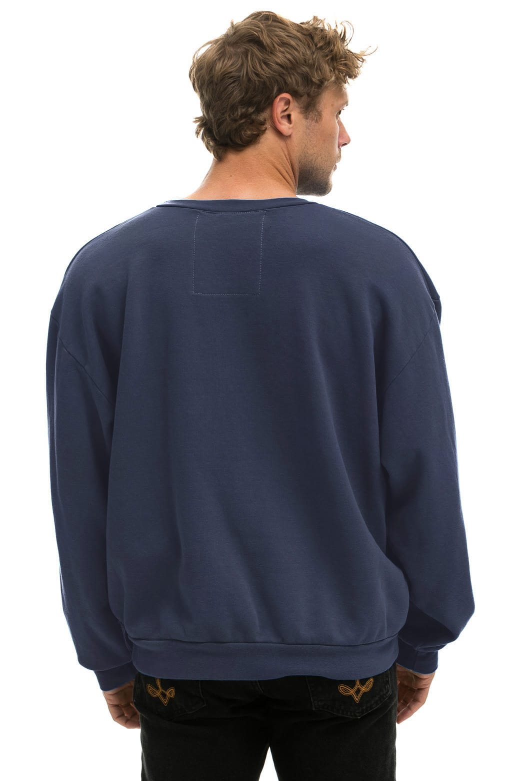 Retro BOLT FADE RELAXED CREW SWEATSHIRT - NAVY PINK PURPLE