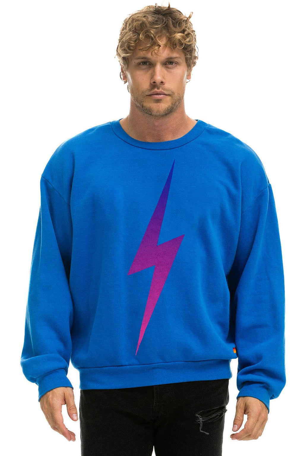 Retro BOLT FADE RELAXED CREW SWEATSHIRT - OCEAN PINK PURPLE