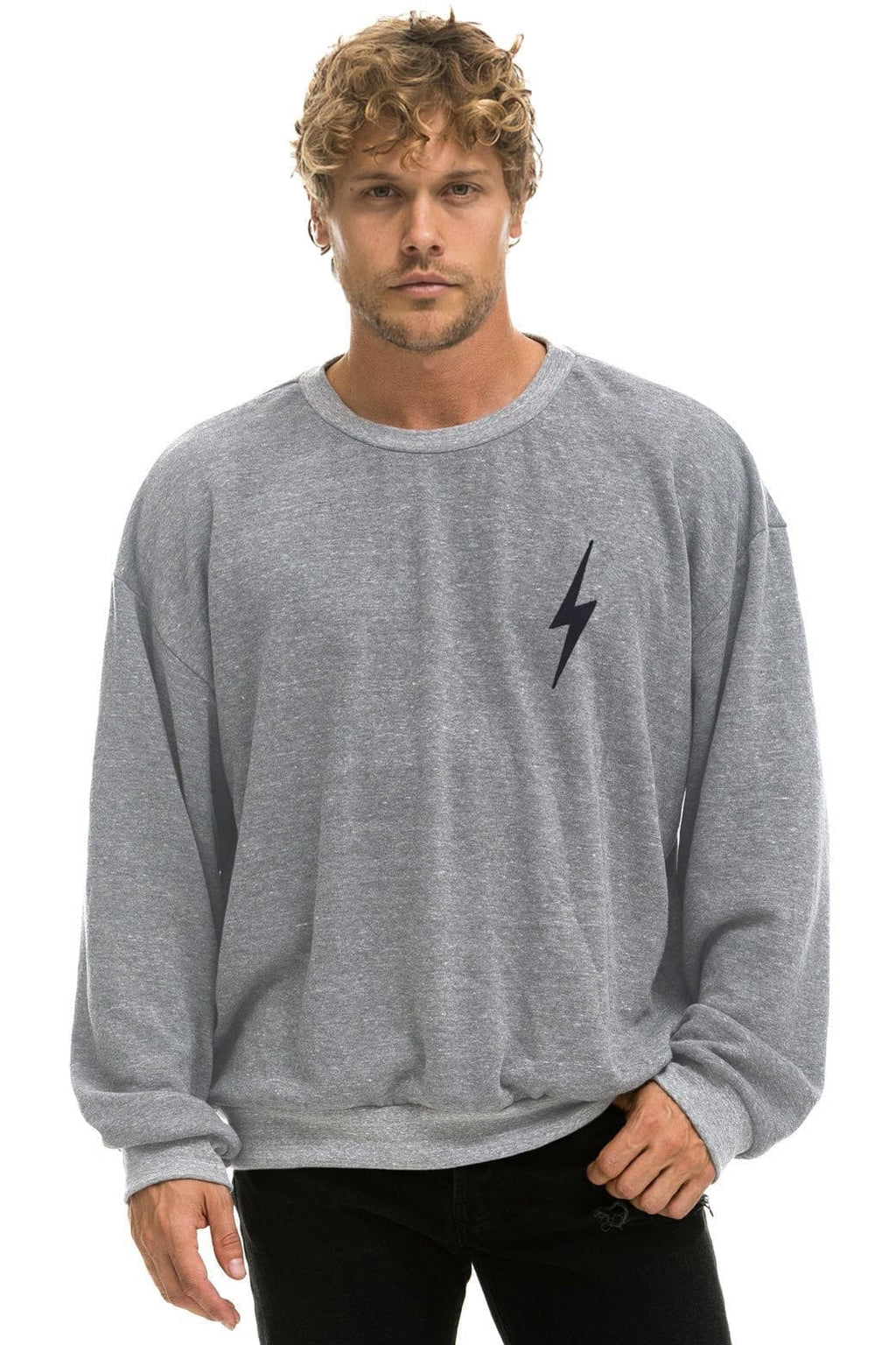 Retro BOLT STITCH RELAXED CREW SWEATSHIRT - HEATHER GREY