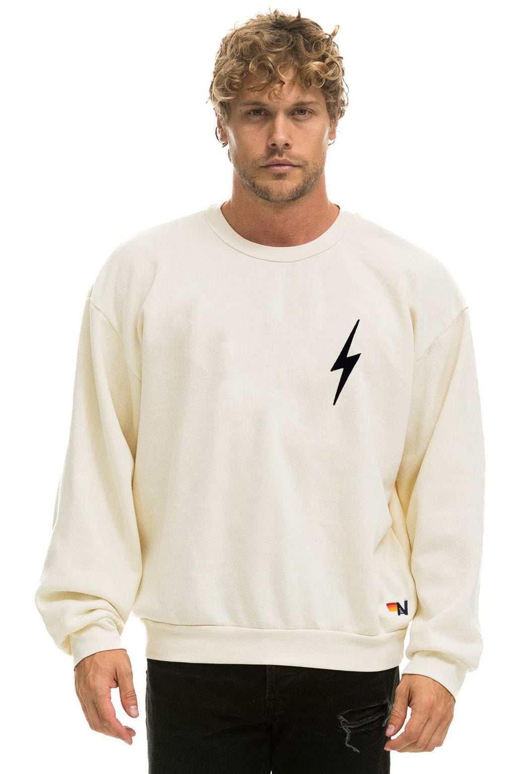 Retro BOLT STITCH RELAXED CREW SWEATSHIRT - VINTAGE WHITE