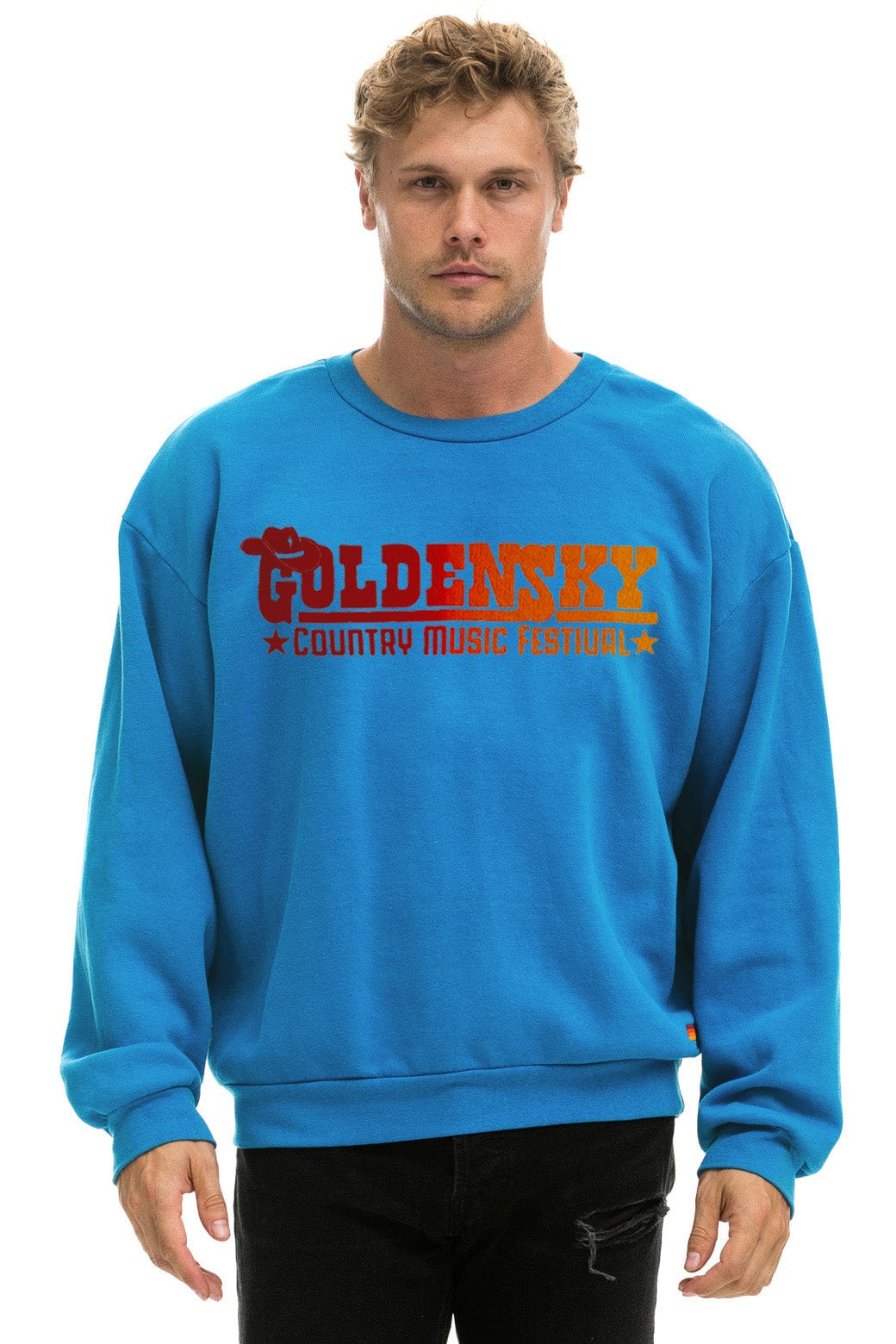 Retro GOLDENSKY FESTIVAL 2024 CREW SWEATSHIRT RELAXED - COBALT
