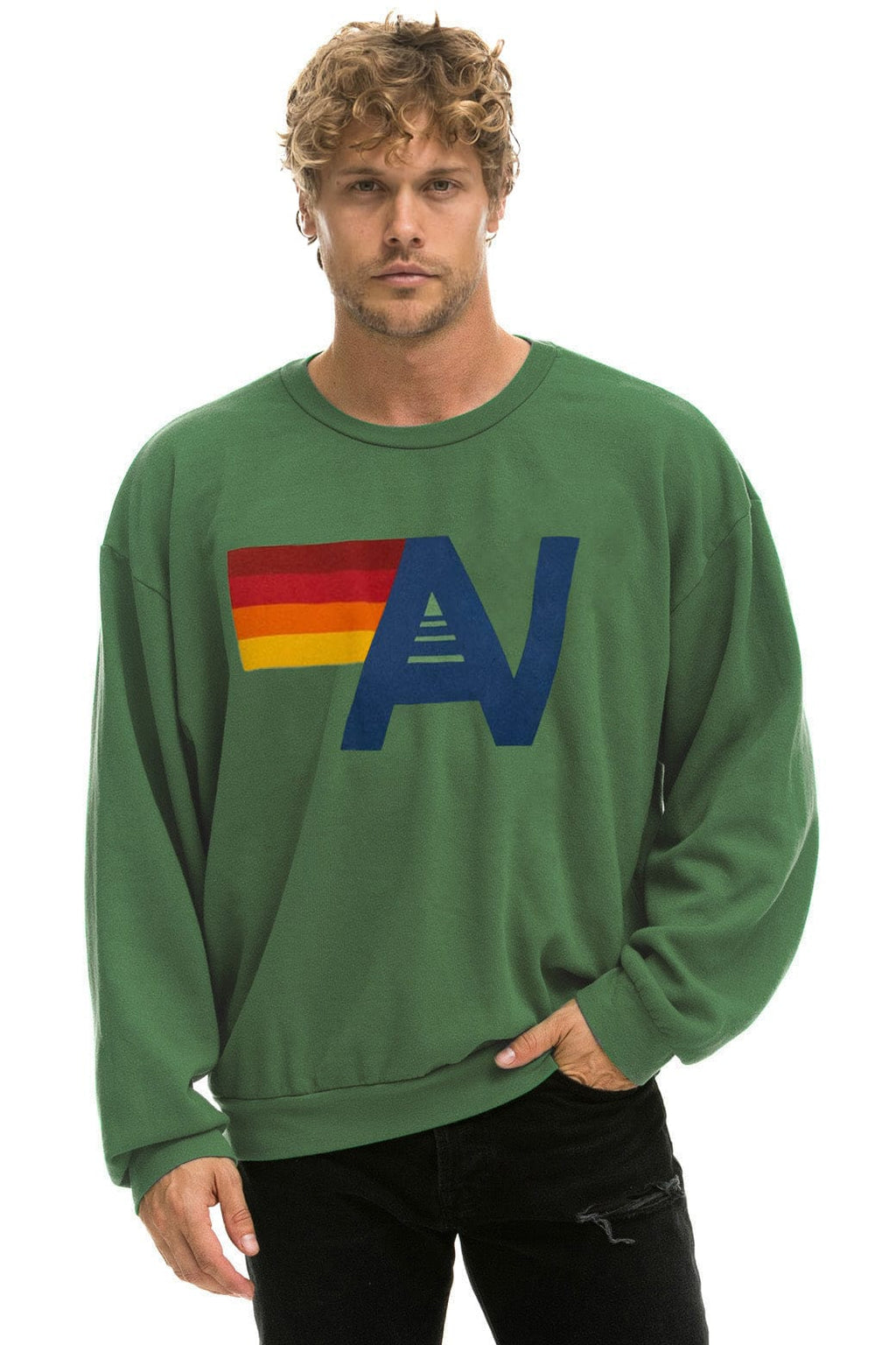 Retro LOGO RELAXED CREW SWEATSHIRT - PALM