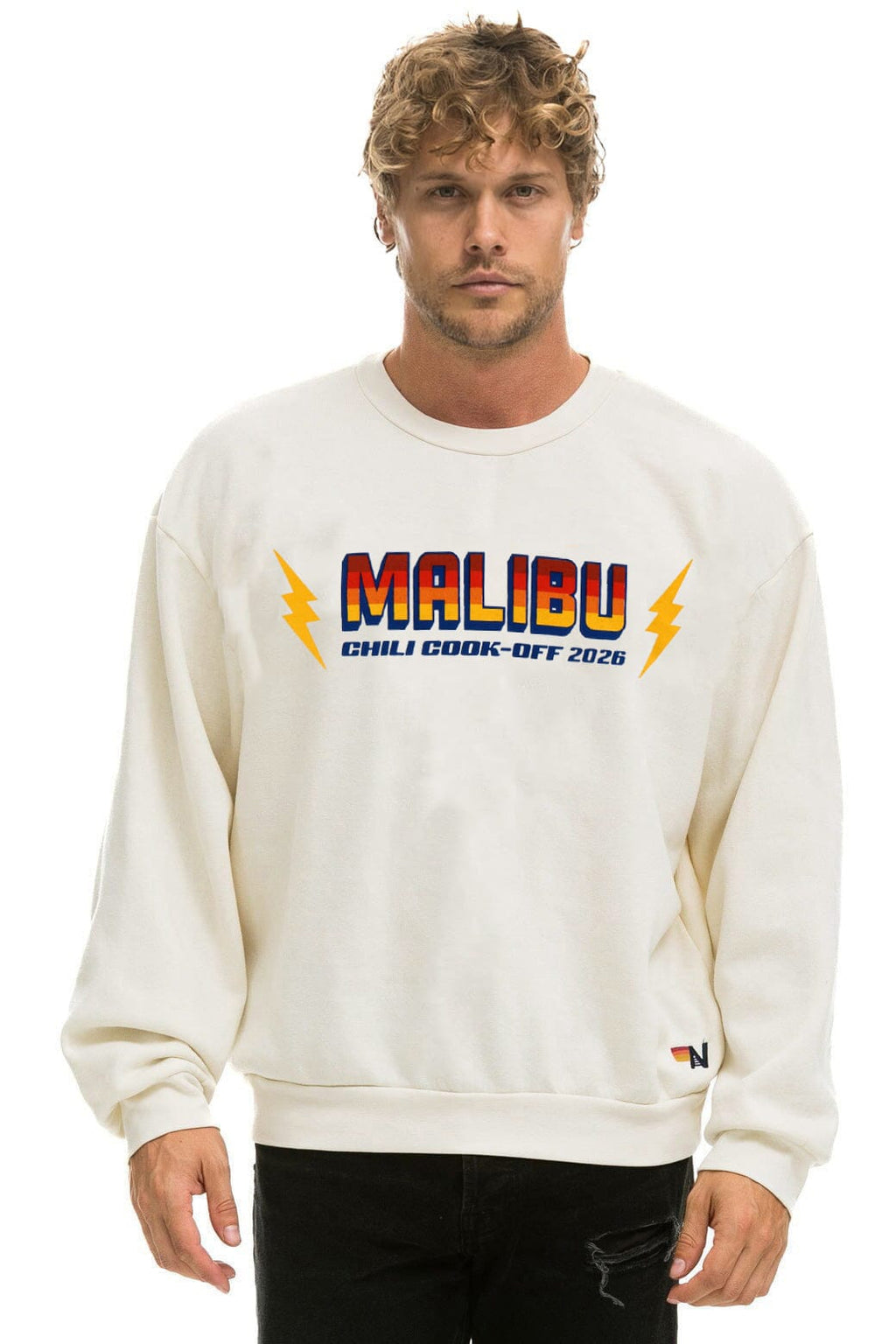 Retro MALIBU CHILI COOK-OFF 2026 RELAXED CREW SWEATSHIRT - VINTAGE WHITE