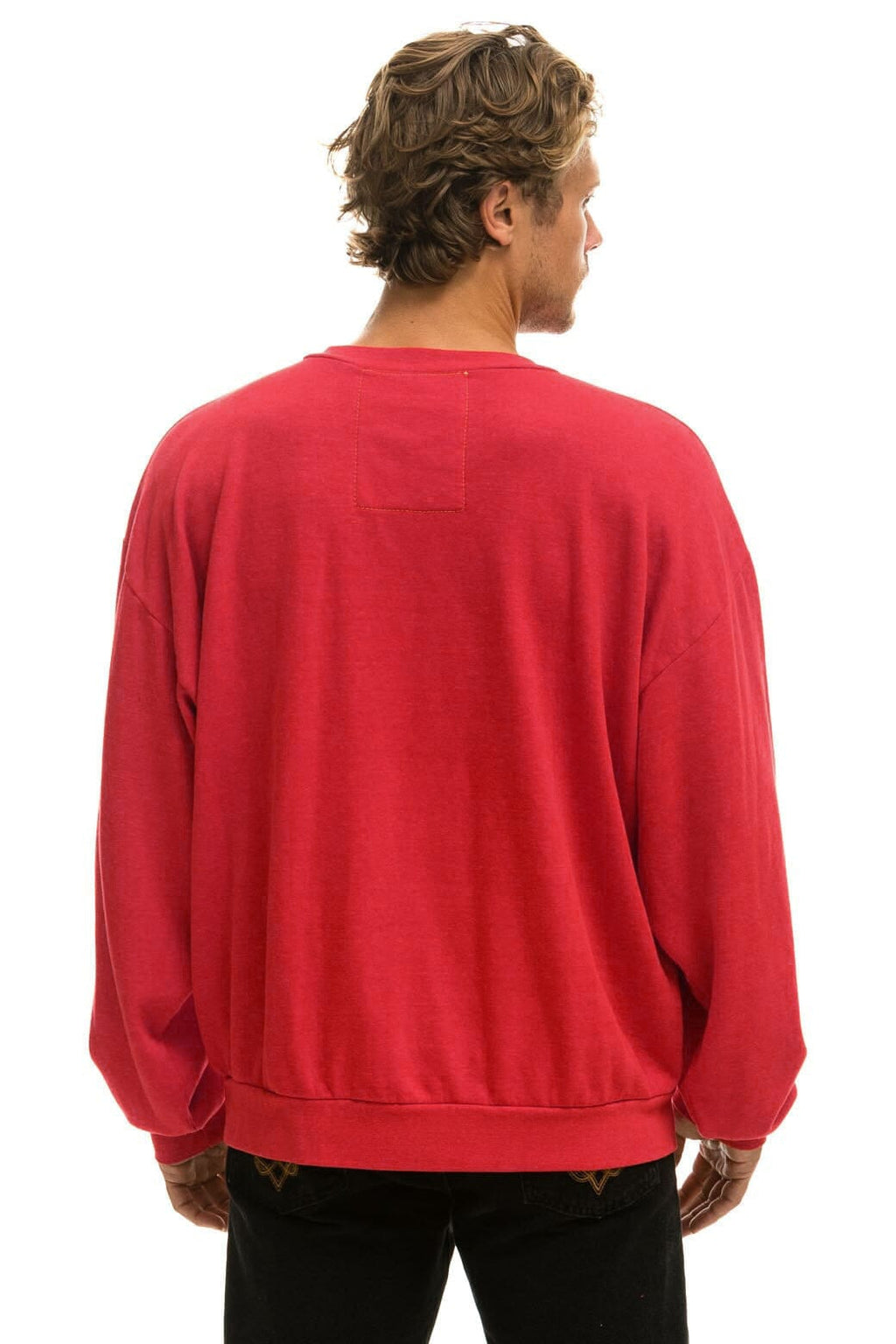 Retro NEW ENGLAND PATRIOTS HELMET RELAXED CREW SWEATSHIRT - FLASH RED