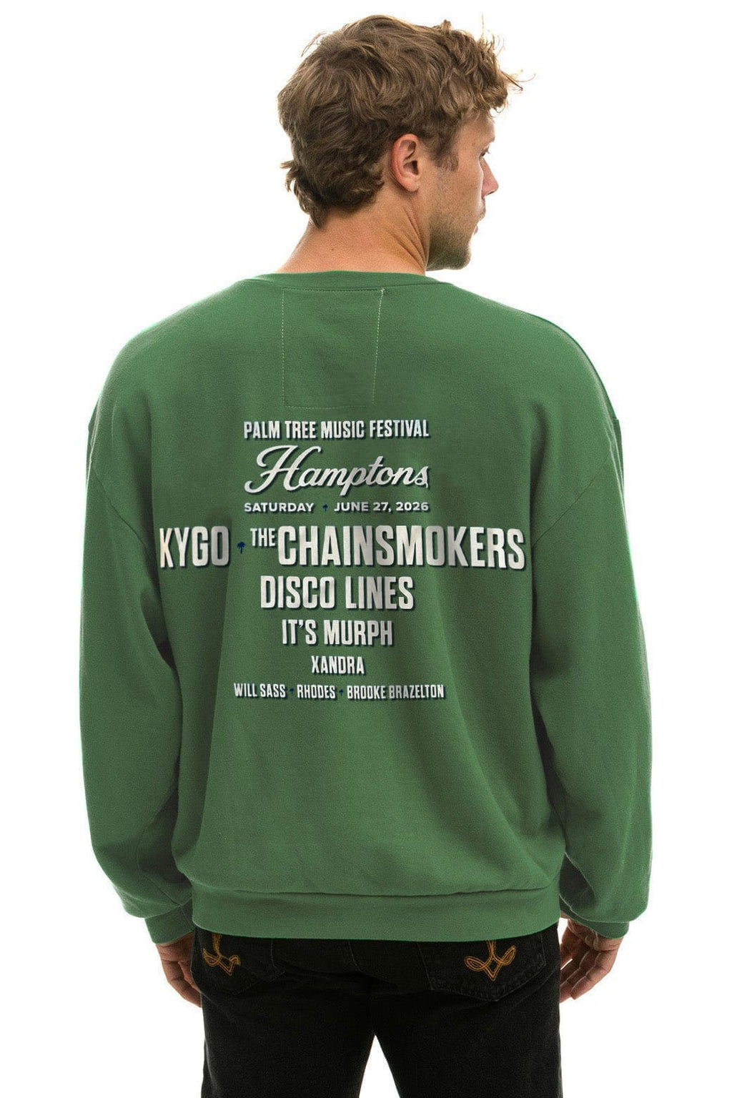 Retro PALM TREE FEST HAMPTONS 2026 CREW SWEATSHIRT RELAXED - PALM