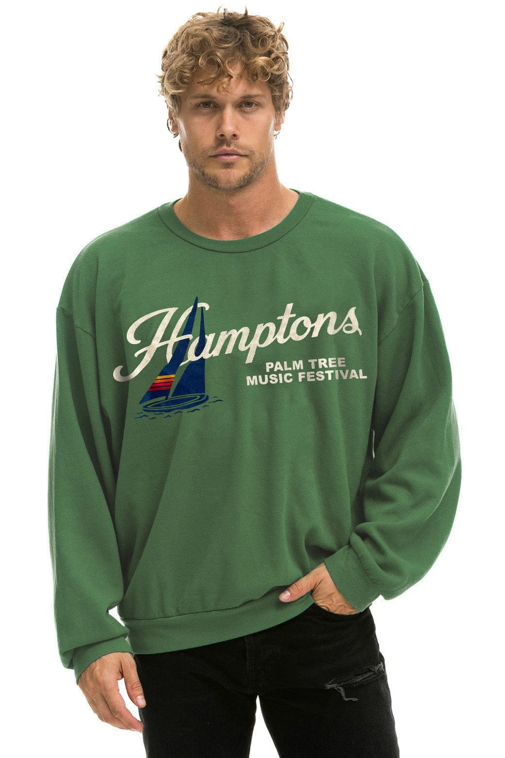 Retro PALM TREE FEST HAMPTONS 2026 CREW SWEATSHIRT RELAXED - PALM