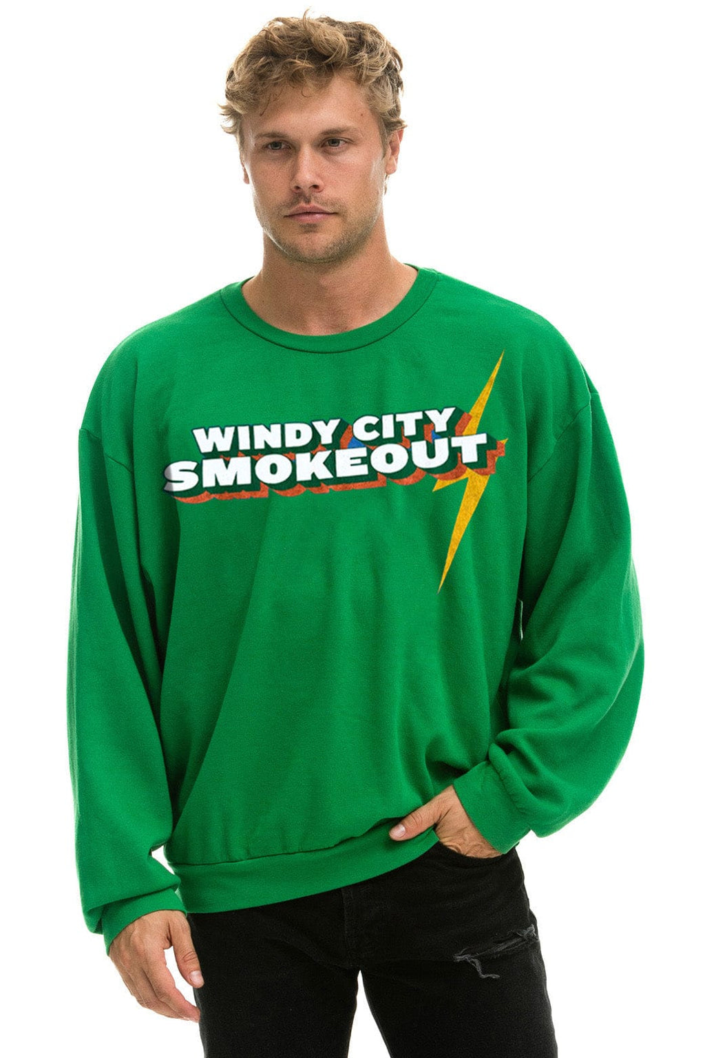 Retro WINDY CITY SMOKEOUT 2025 CREW SWEATSHIRT RELAXED - KELLY GREEN