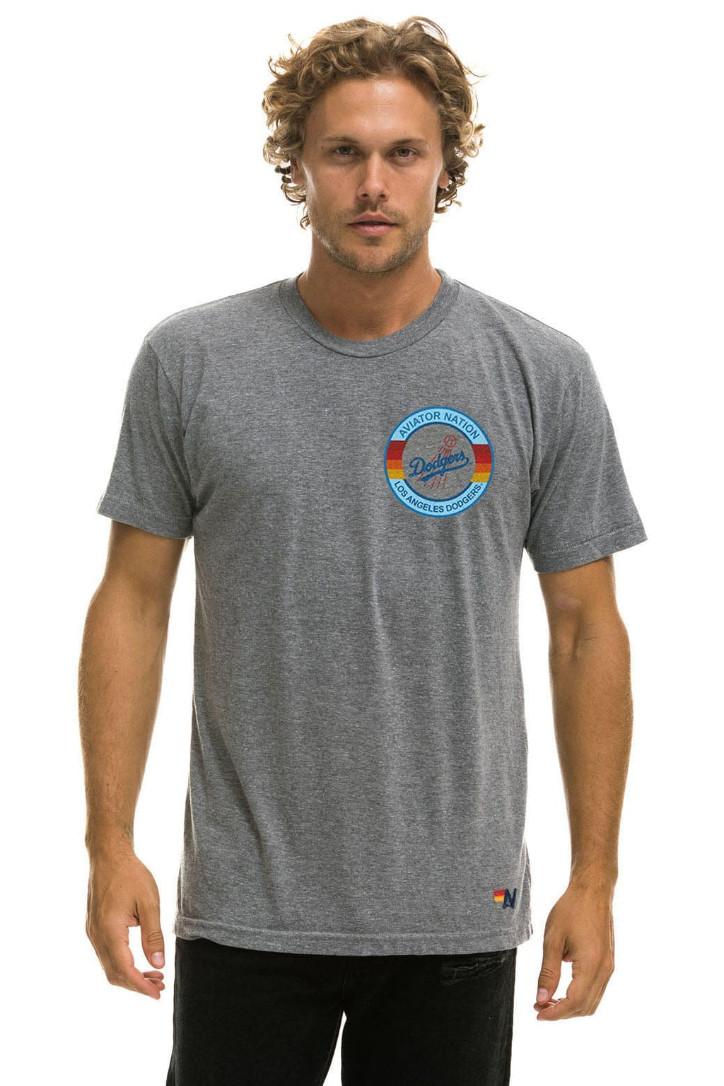 Retro LOS ANGELES DODGERS BOLT CREW TEE - HEATHER GREY