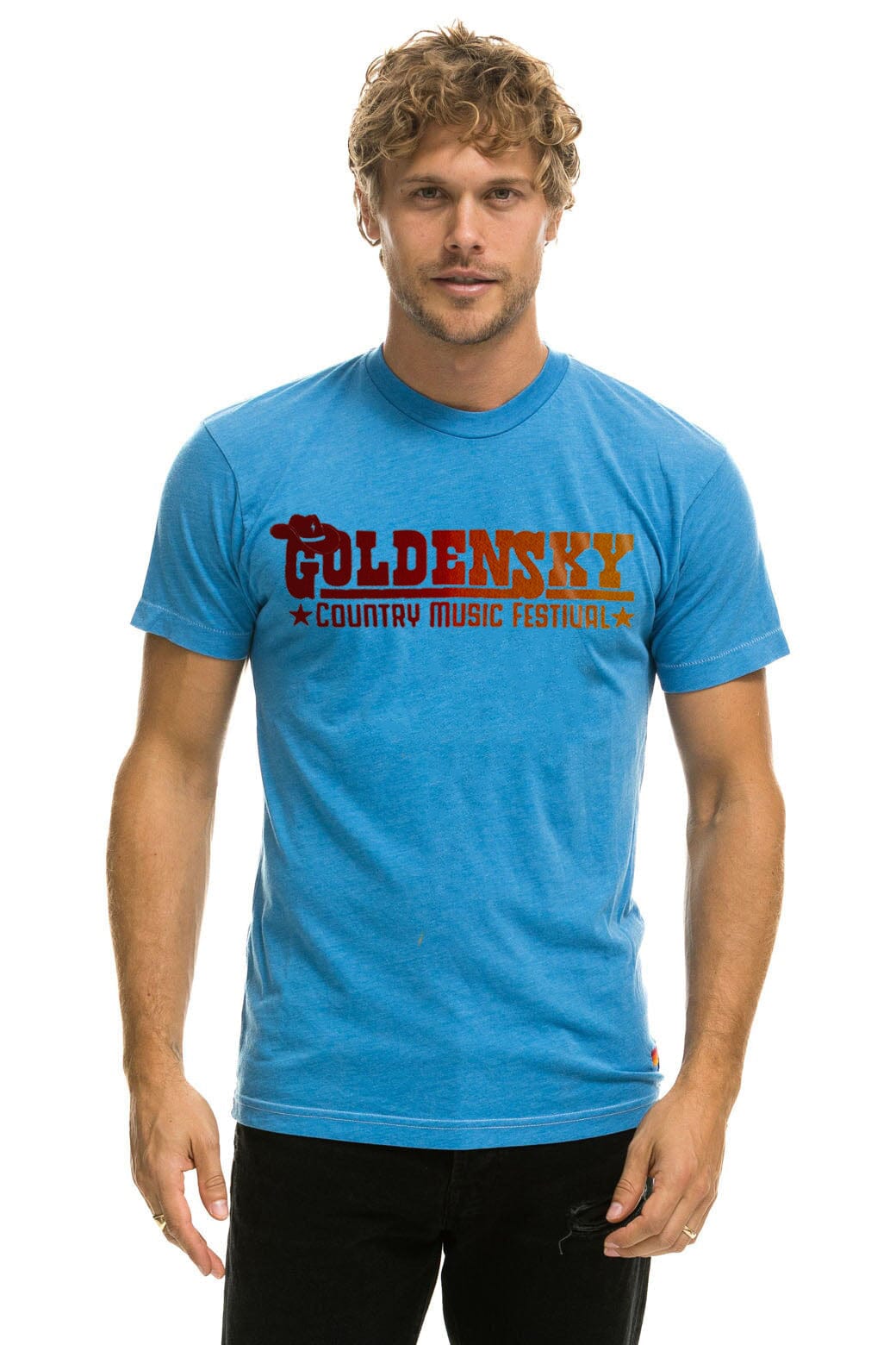 Retro GOLDENSKY FESTIVAL 2024 UNISEX CREW TEE - COBALT