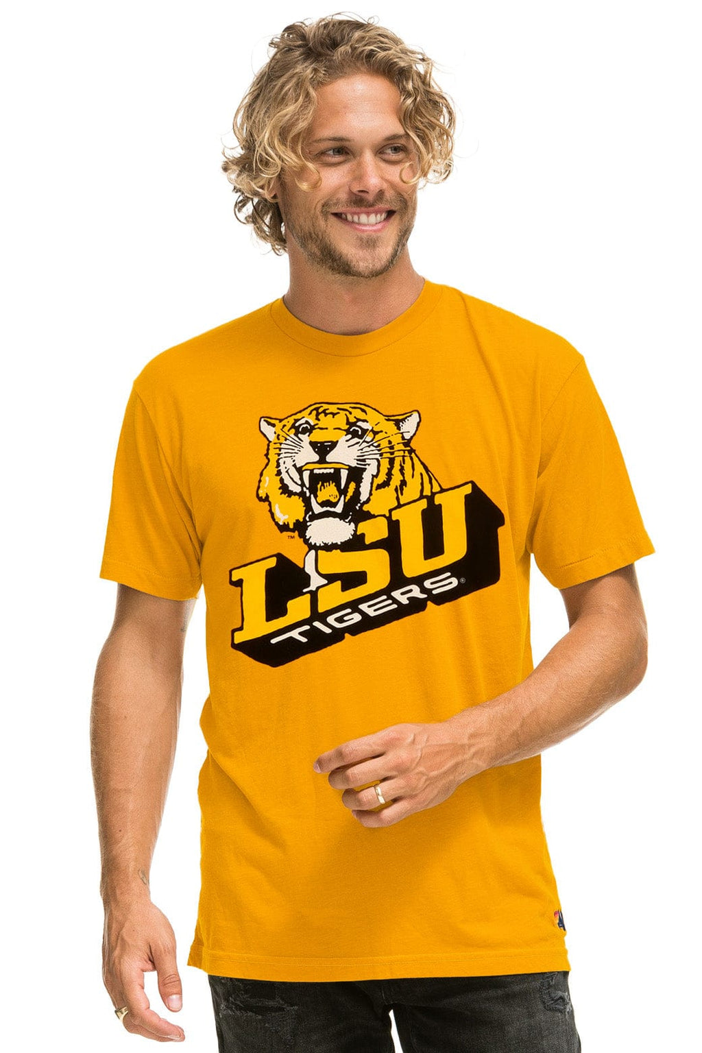 Retro LSU BOLT CREW TEE SHIRT - GOLD