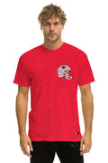 Retro NEW ENGLAND PATRIOTS HELMET CREW TEE SHIRT - FLASH RED