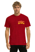 Retro UNIVERSITY OF SOUTHERN CALIFORNIA BOLT CREW TEE SHIRT - CARDINAL