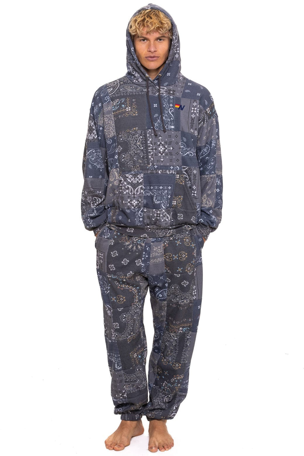 Retro BANDANA QUILTED SWEATPANTS - CHARCOAL
