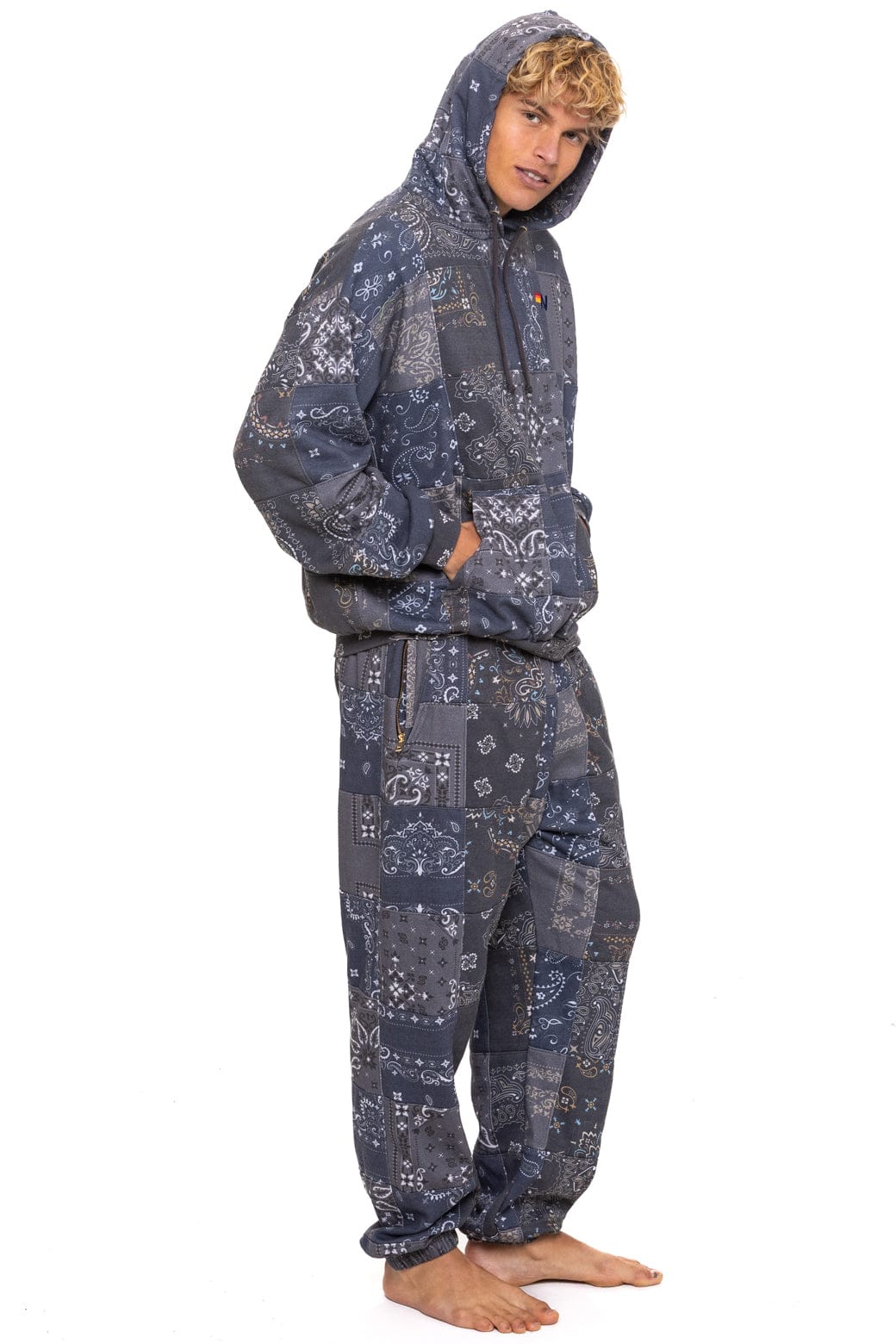 Retro BANDANA QUILTED SWEATPANTS - CHARCOAL