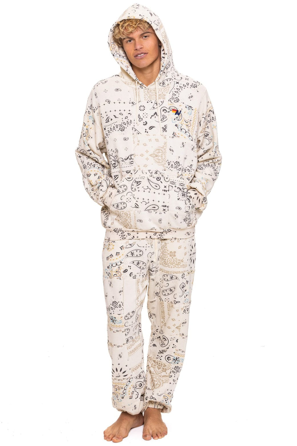 Retro BANDANA QUILTED SWEATPANTS - VINTAGE WHITE
