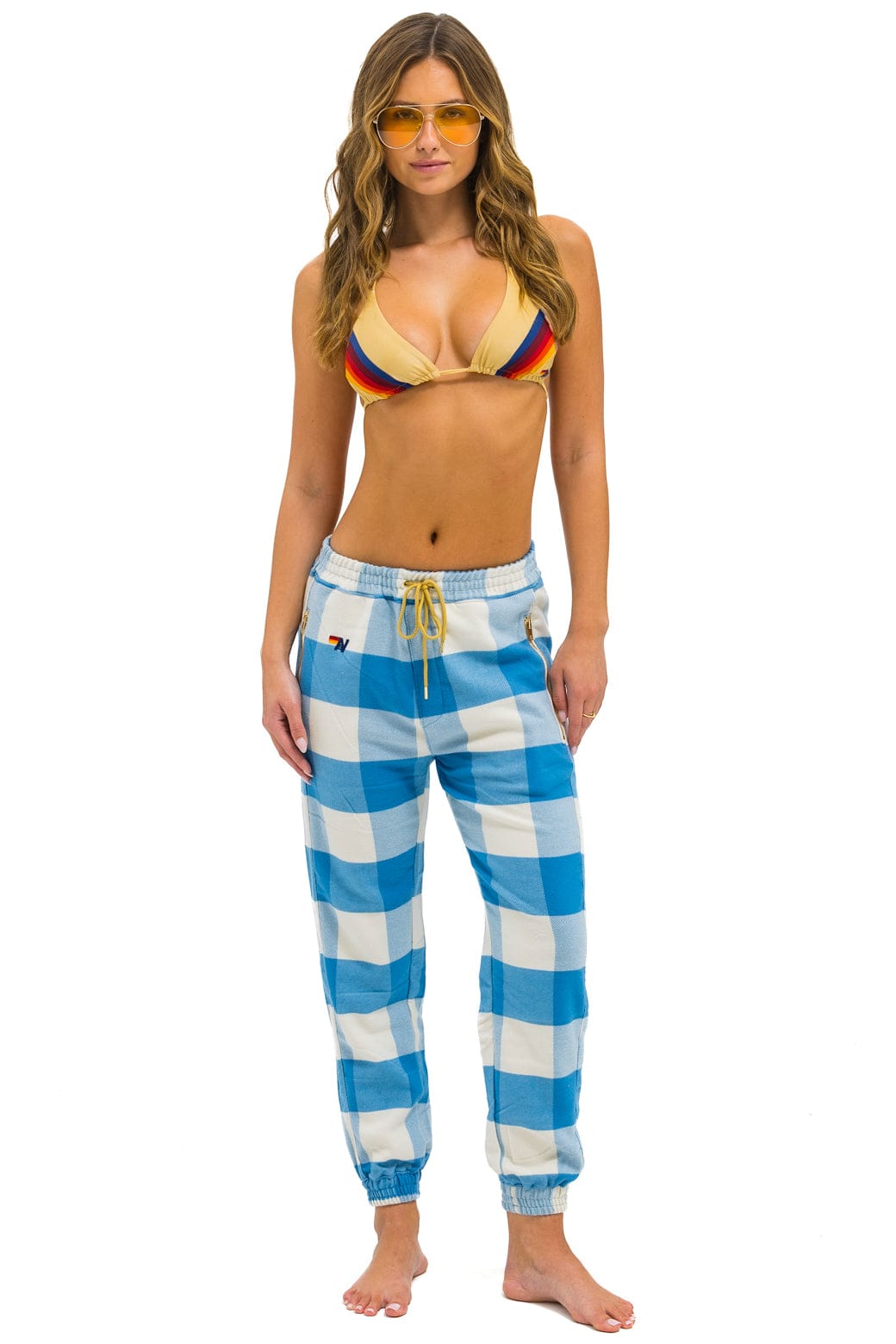 Retro UNISEX PLAID LODGE PANT - SKY PLAID