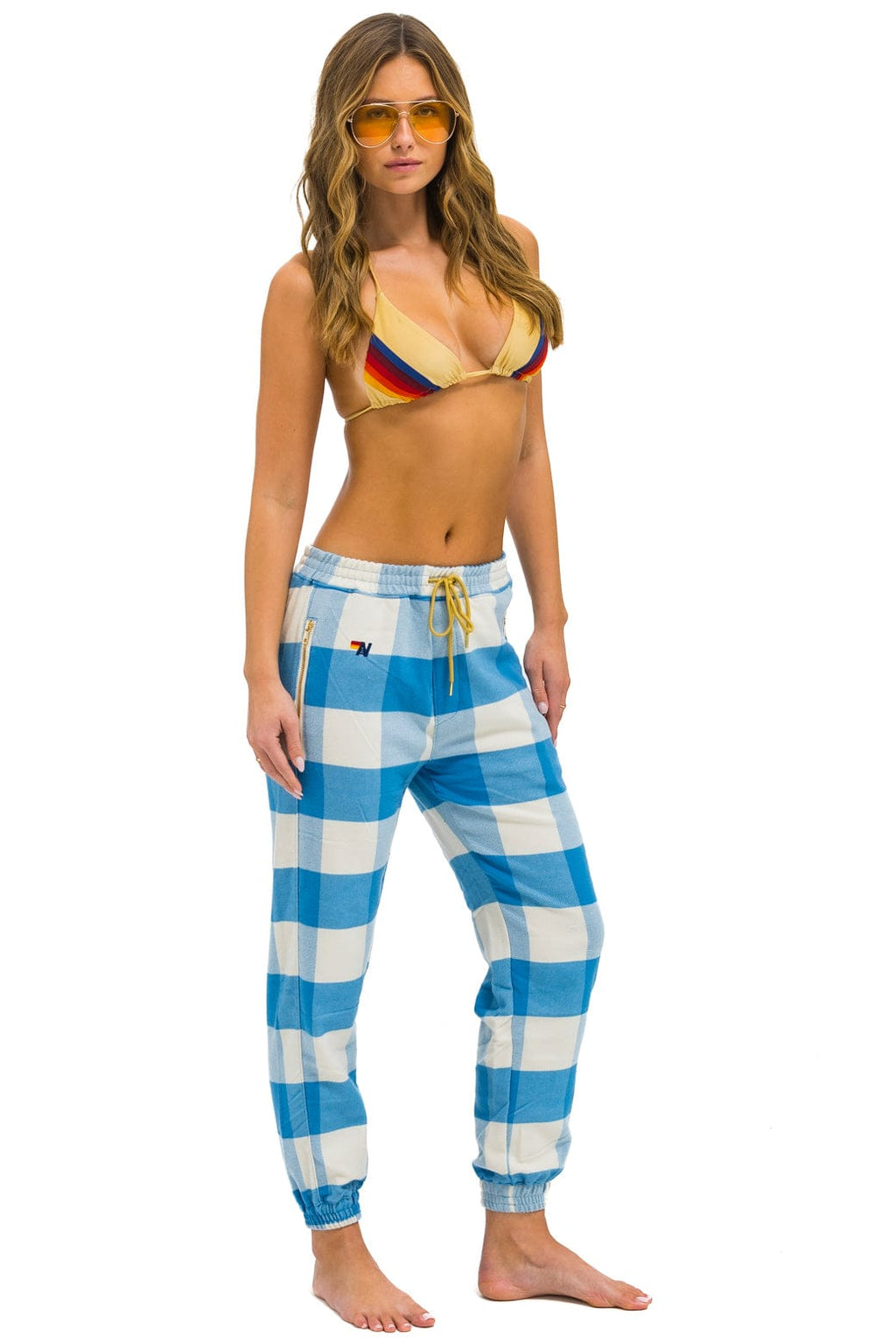 Retro UNISEX PLAID LODGE PANT - SKY PLAID