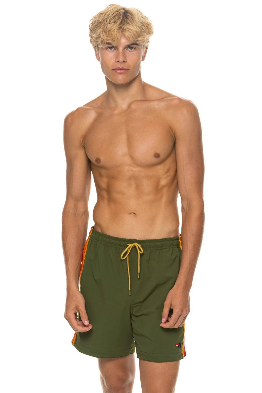Retro MENS 5 STRIPE FLEX SHORTS - GARDEN GREEN