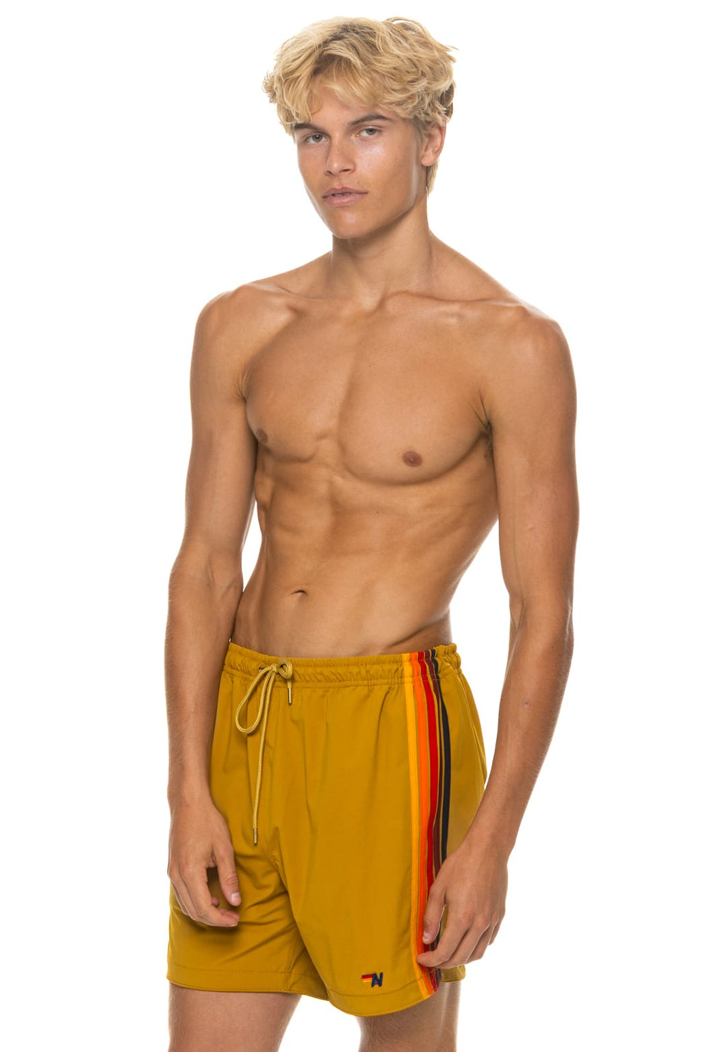 Retro MENS 5 STRIPE FLEX SHORTS - GOLD