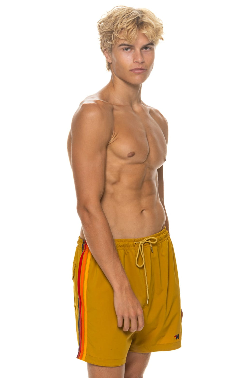 Retro MENS 5 STRIPE FLEX SHORTS - GOLD