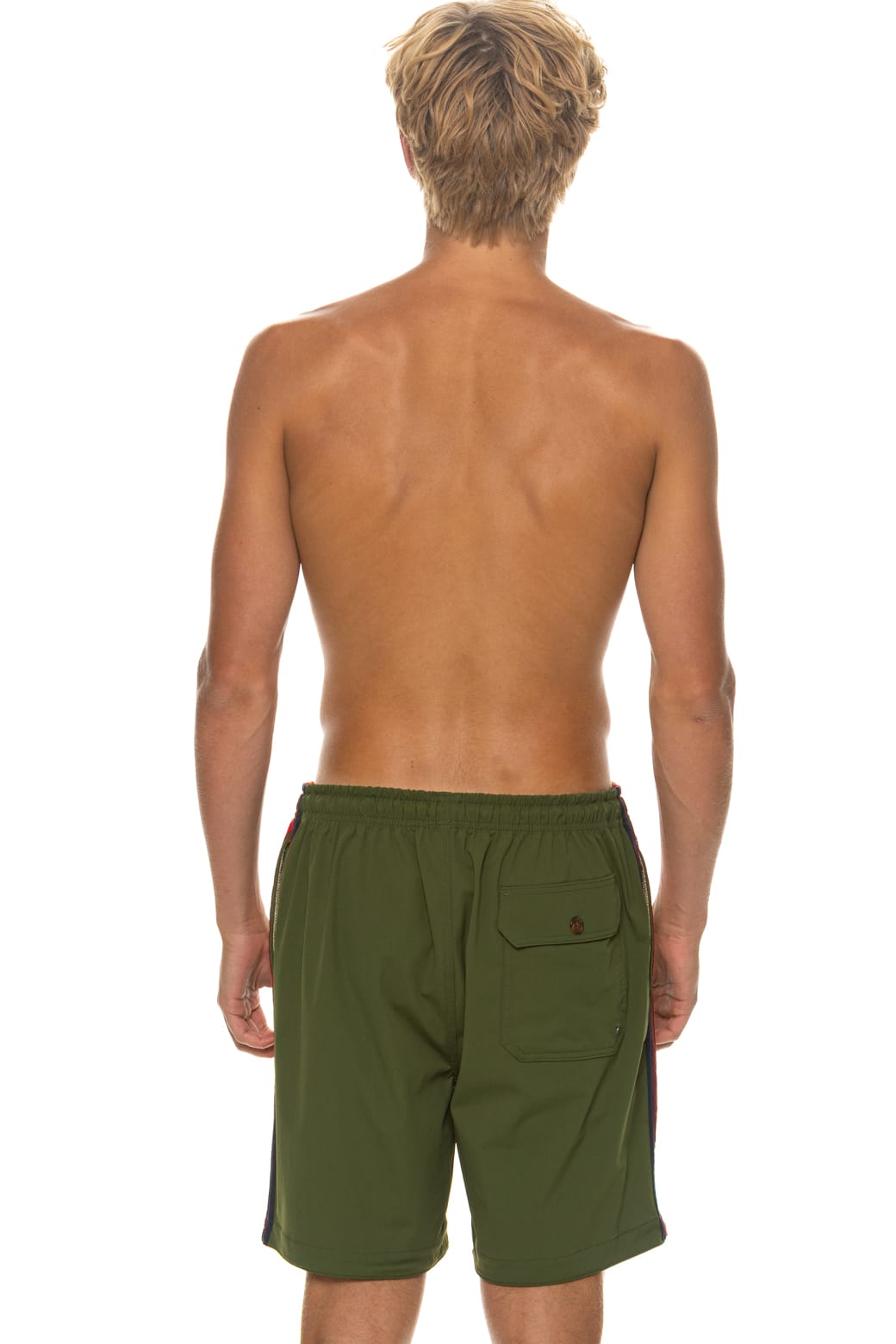 Retro MENS 5 STRIPE FLEX SHORTS 7 INCH - GARDEN GREEN